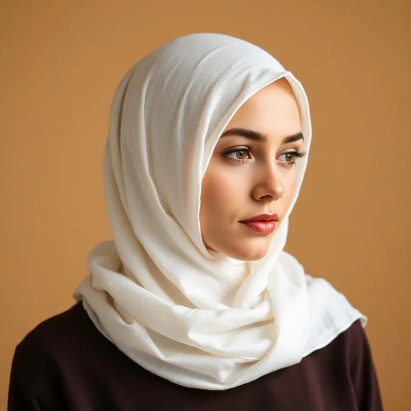 Aab Woven Cotton Hijab in white and black — Women hijabs & scarves — modelled by a 20–45 year old on Emaanly