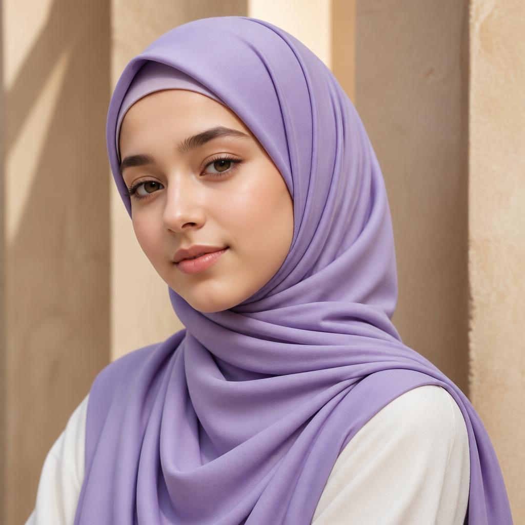 Haute Hijab Girls Jersey Hijab in blush and navy — Kids hijabs & scarves (post-puberty teen fit) — modelled by a 13–17 year old on Emaanly