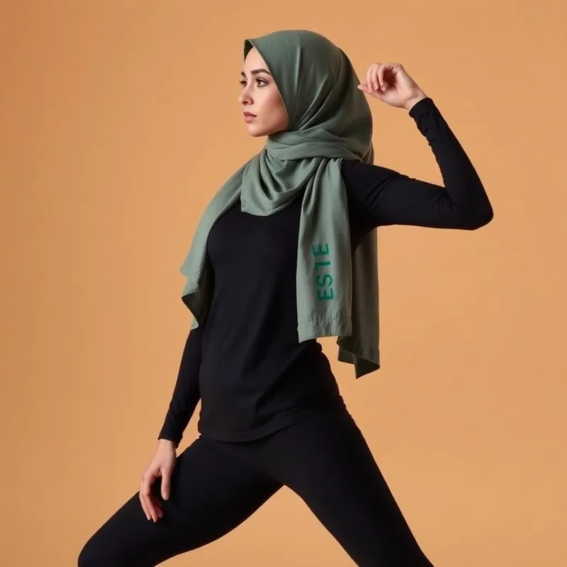 Veil Garments Modest Activewear Set in black and sage — Women activewear on Emaanly
