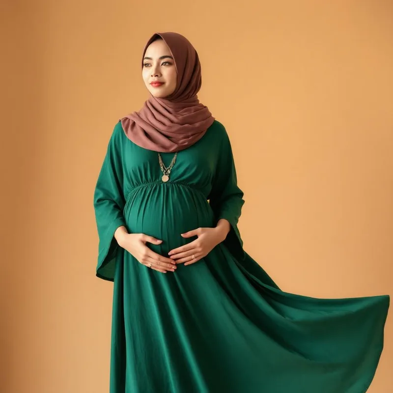 Sukoon Empire-Waist Kaftan in emerald — Maternity kaftans on Emaanly