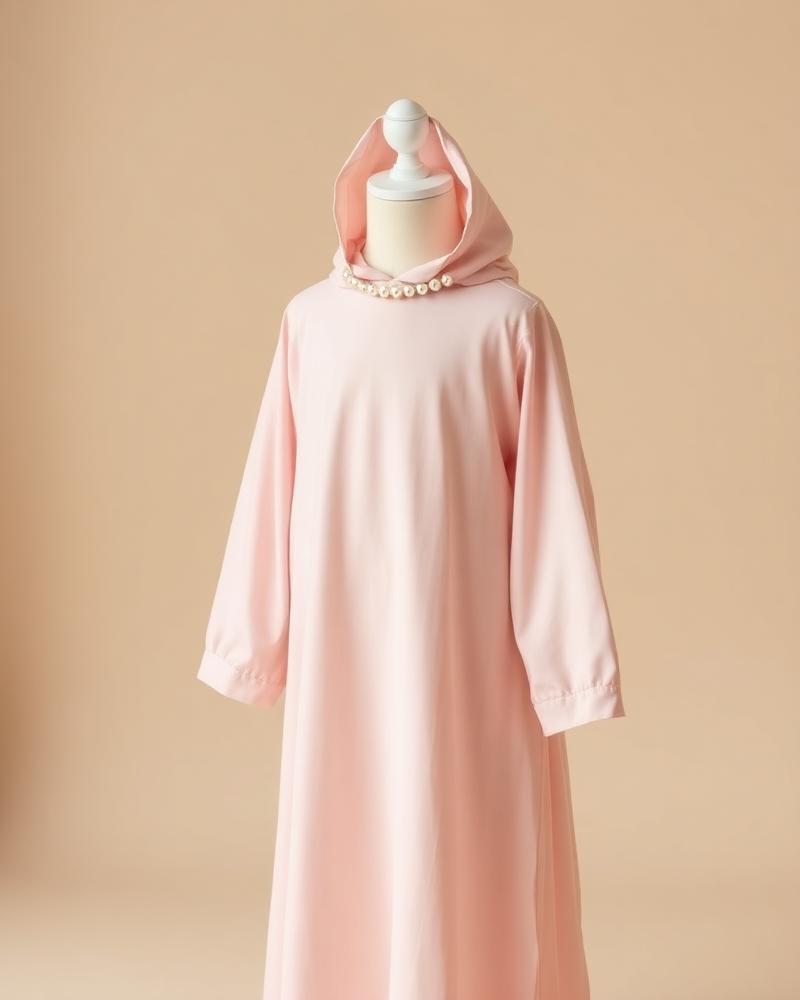 Kids Pearl-Trim Abaya